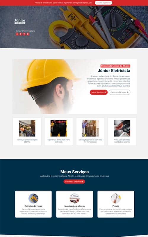 Modelo de site para eletricista autônomo e empresas de eletricistas