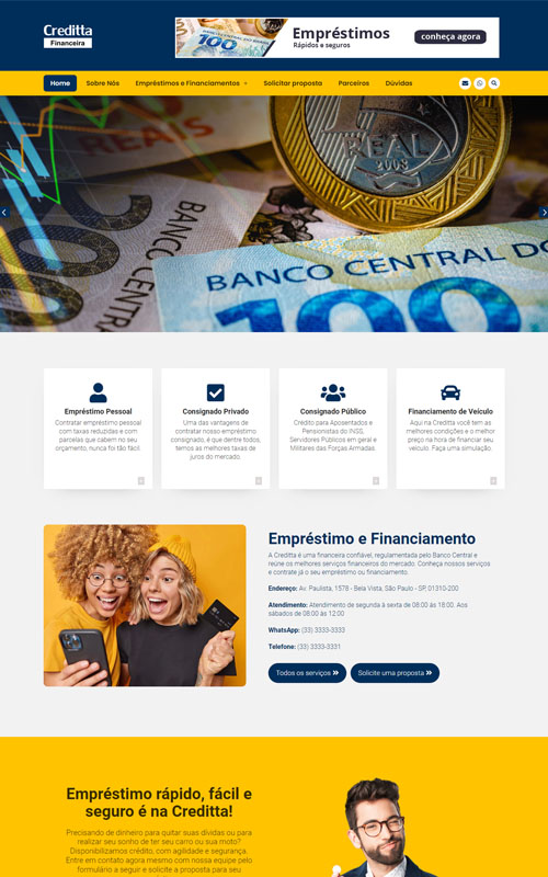 Pagina incial do site