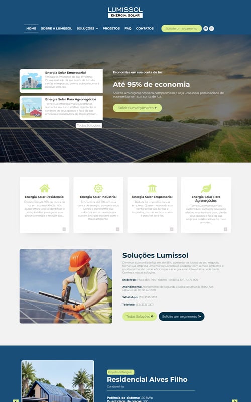 Modelo de Site para Energia Solar Fotovoltaica