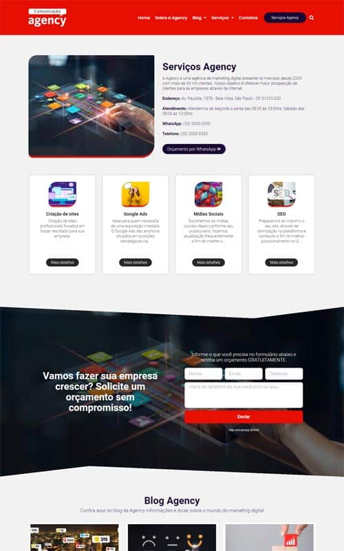 Modelo de site com Blog para agências de marketing digital e de publicidade
