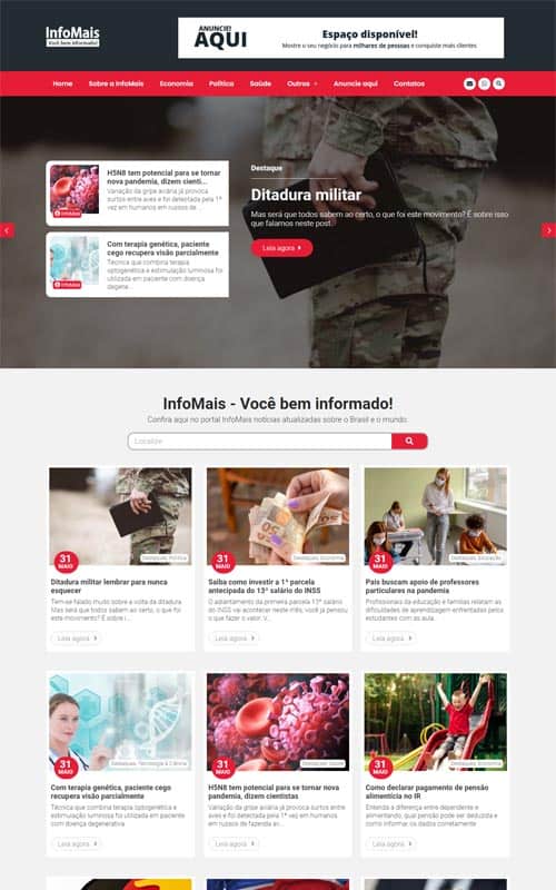 Modelo de site com Portal de notícias