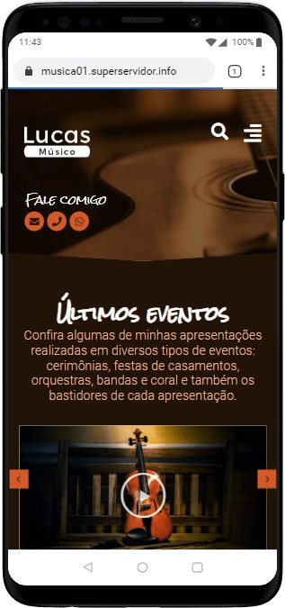Modelo de site para músicos, cantores, DJ’s, instrumentistas ou banda de música