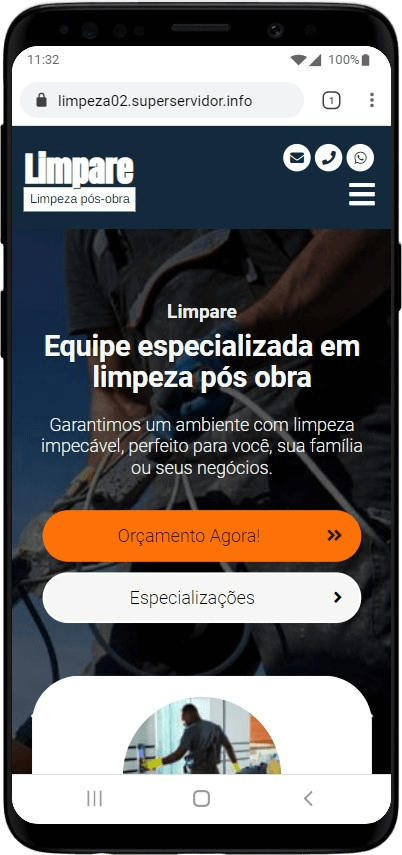 Projeto de site criado para empresas de limpeza pós-obra